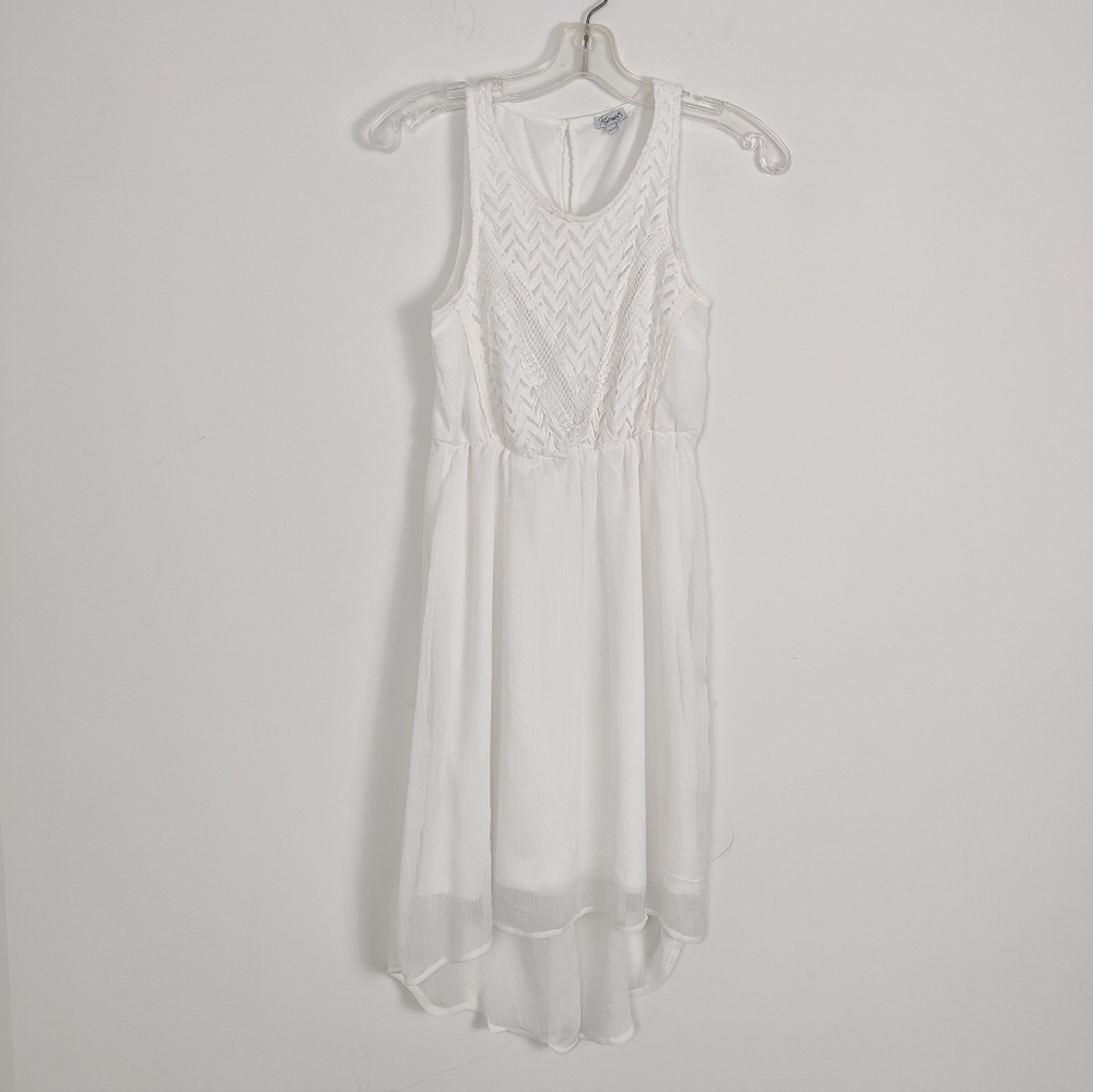 Kismet Women's White Sleeveless High-Low Dress Size XS Lace Feminine